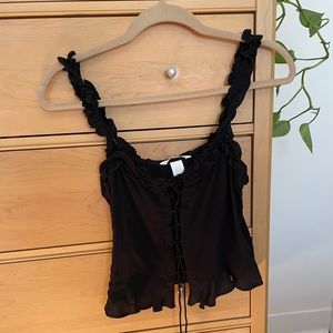 Black ruffle detailed H&M tank-top Size XS